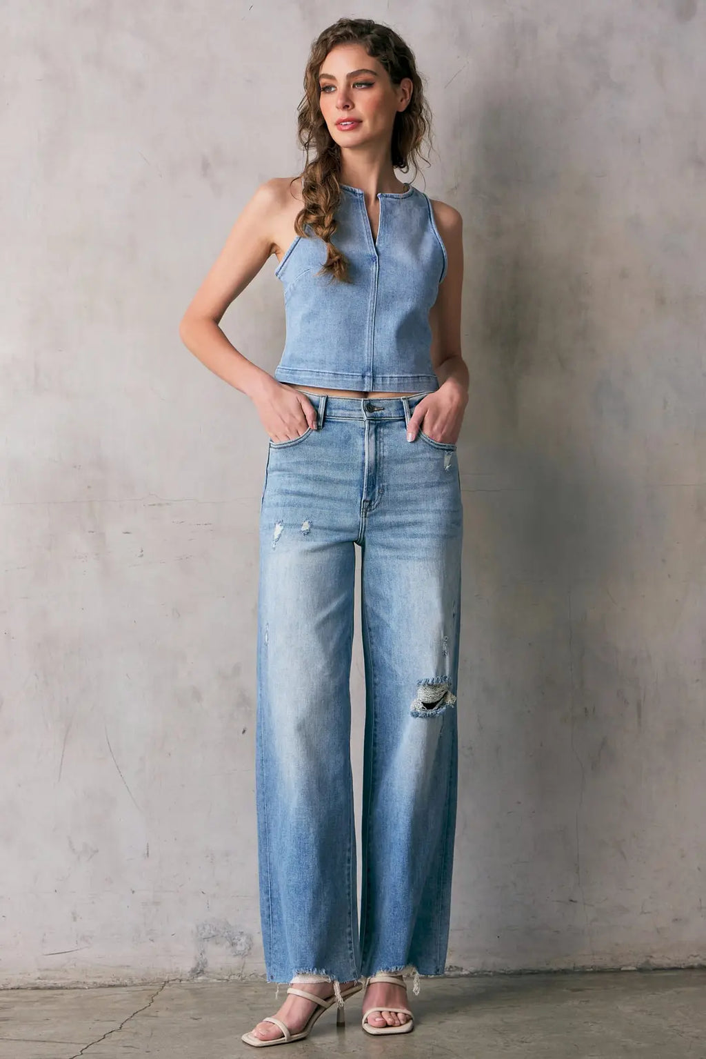 Logan Saltwater Distressed Dad Jean