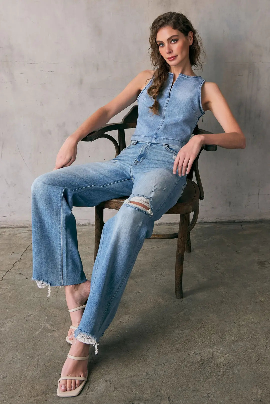 Logan Saltwater Distressed Dad Jean